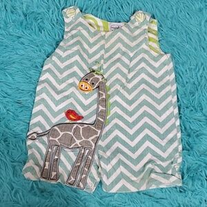 Mudpie Giraffe Chevron Shortalls